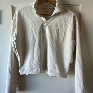 Prana Cream Quarter-Zip Cropped Pullover